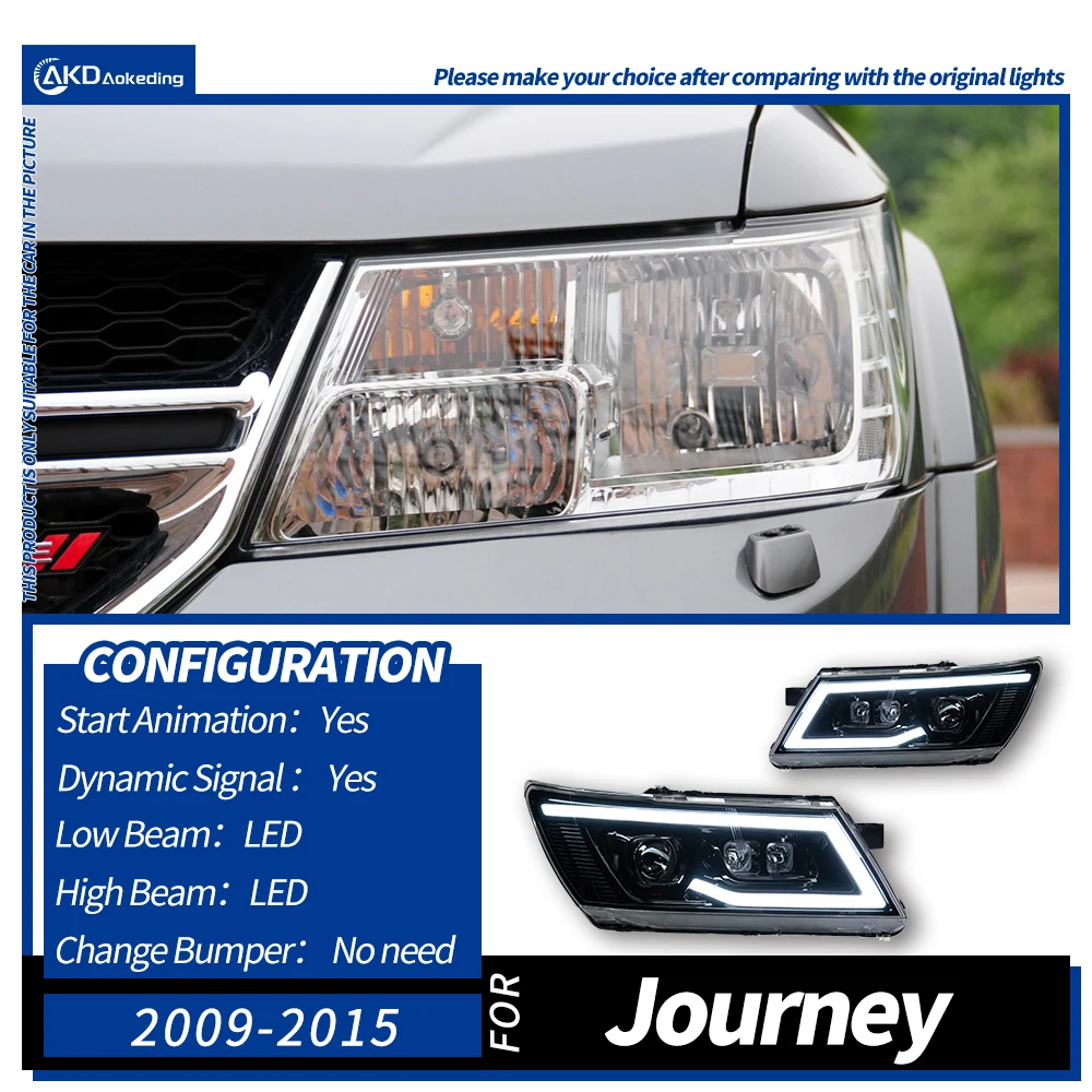 

2 шт. фары AKD для Dodge JCUV Journey 2009-2016, светодиодные ДХО, указатели поворота, дальний свет, линзы-проекторы Angel Eye