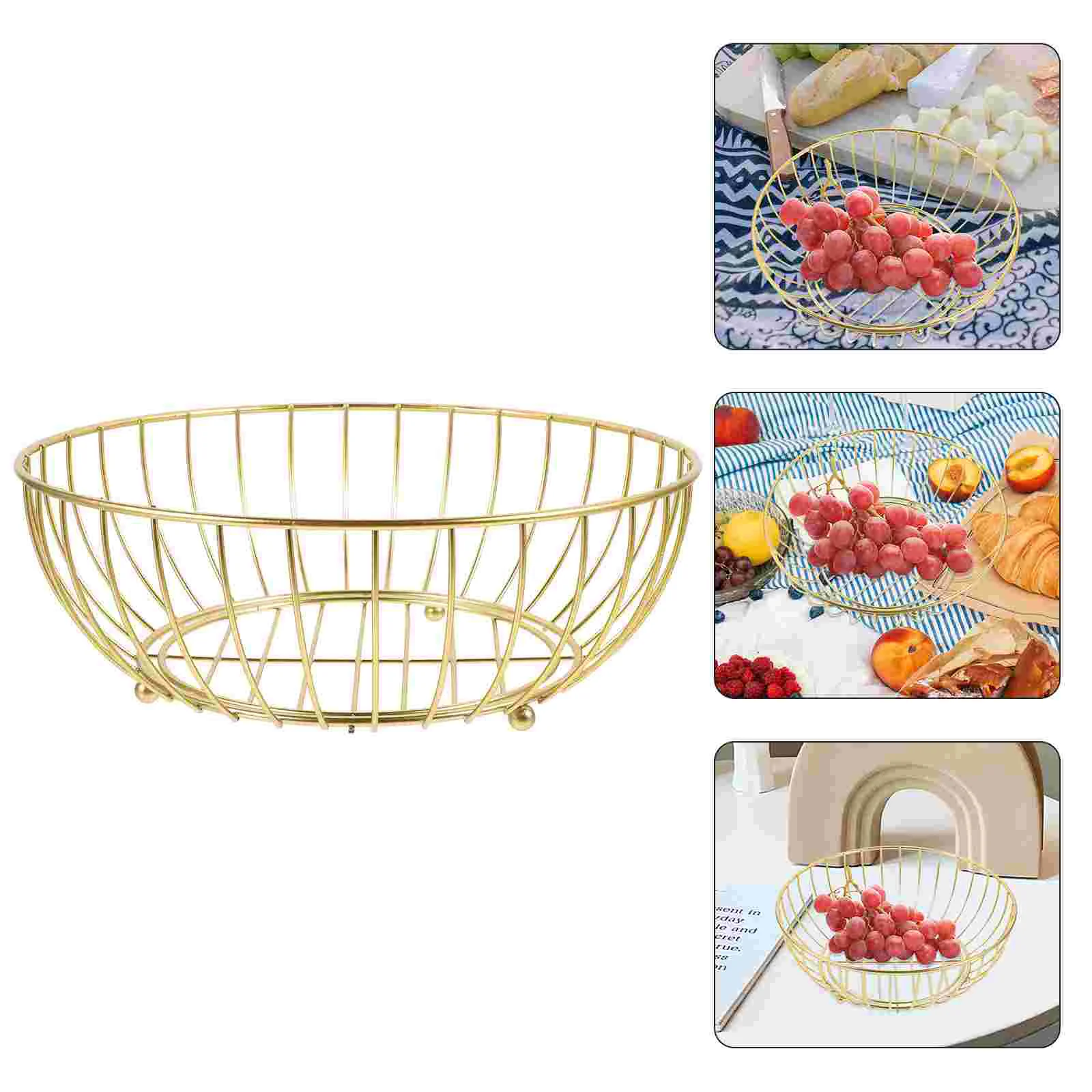 Круглая настольная металлическая корзина для хранения фруктов овощей железа