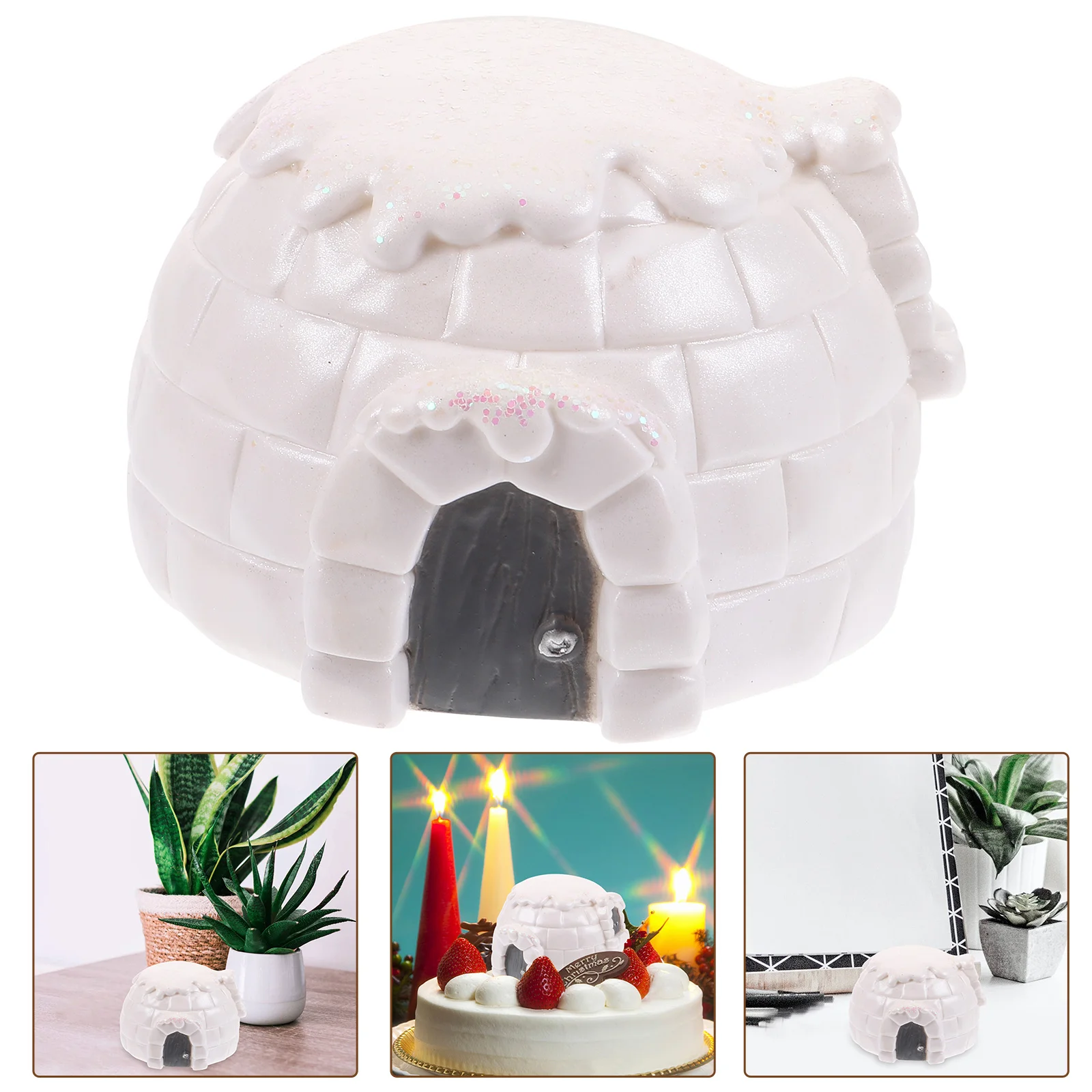 

Christmas Decorations Ice House Craft Cake Figurines Picture Ornament Kids White