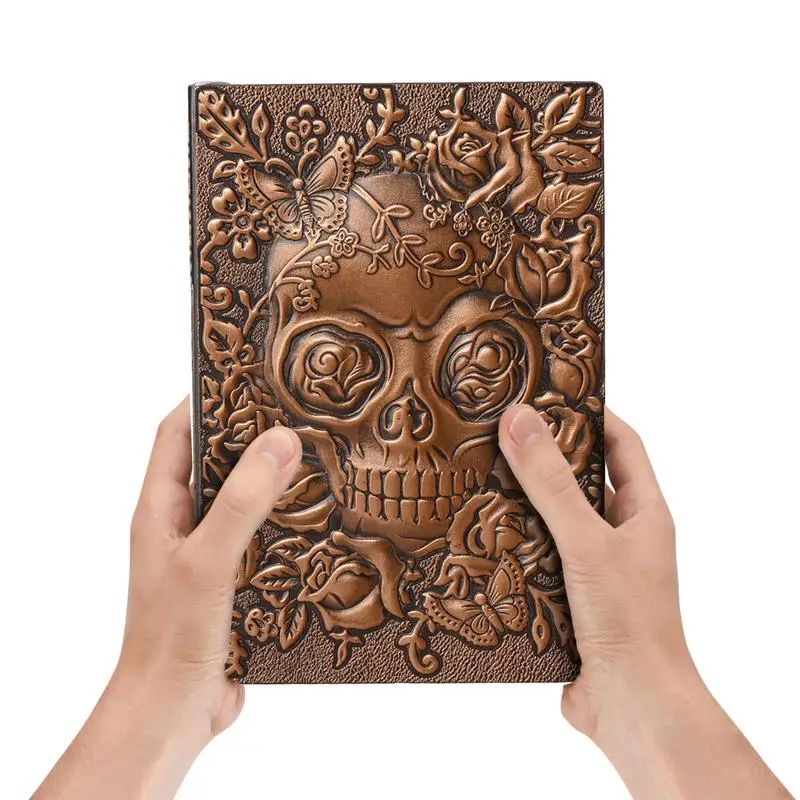 

Журнал из искусственной кожи с черепом, 3D Твердый Чехол, искусственная Обложка, античная Ручная работа, скетчбук формата A5, журнал для рисования, личные путешествия