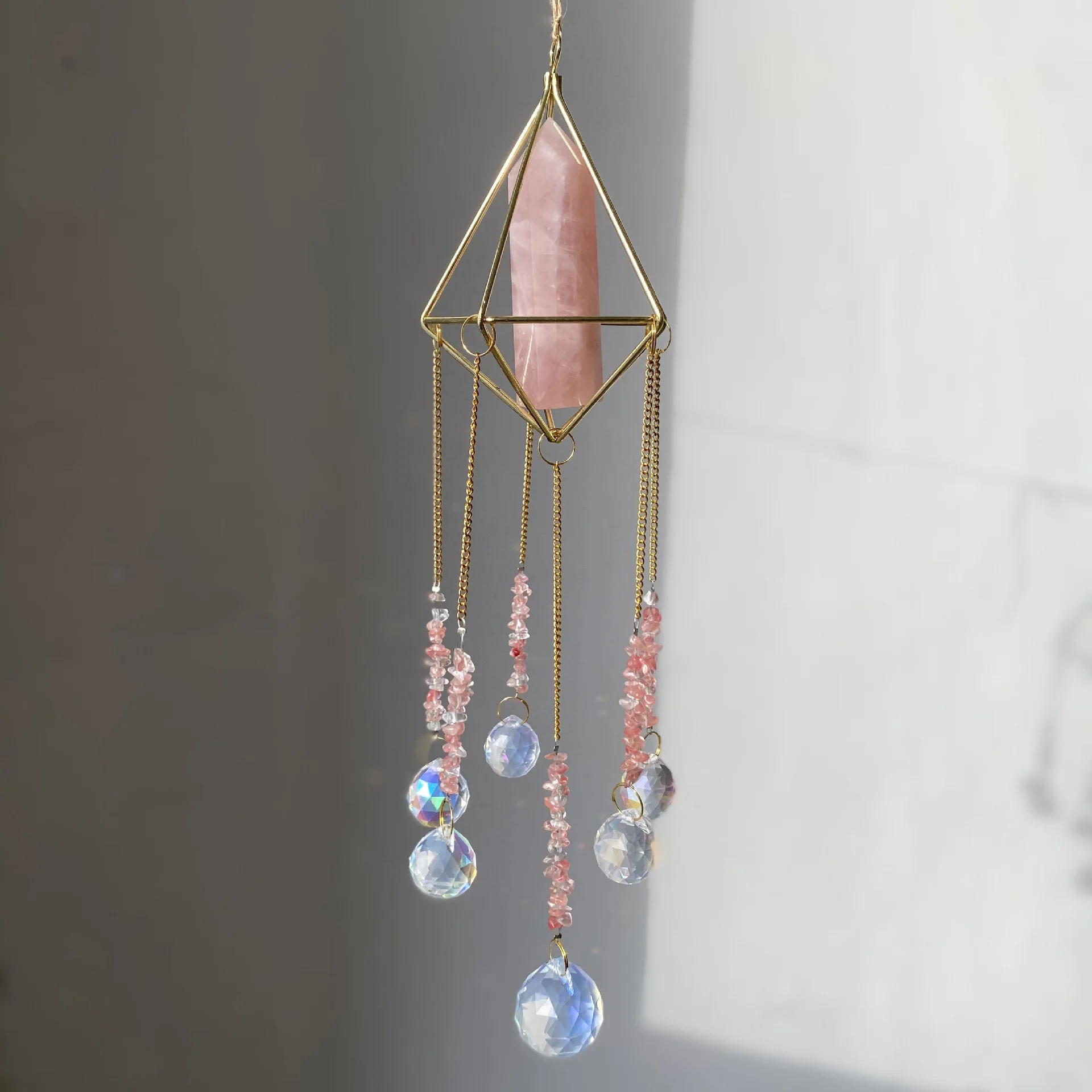 

Handmade Suncatcher Gold Plated,Rainbow Crystal Sunshade Prism, Window Ornament Moon,Faery,Crystal Ball Suncatcher Home Decorats