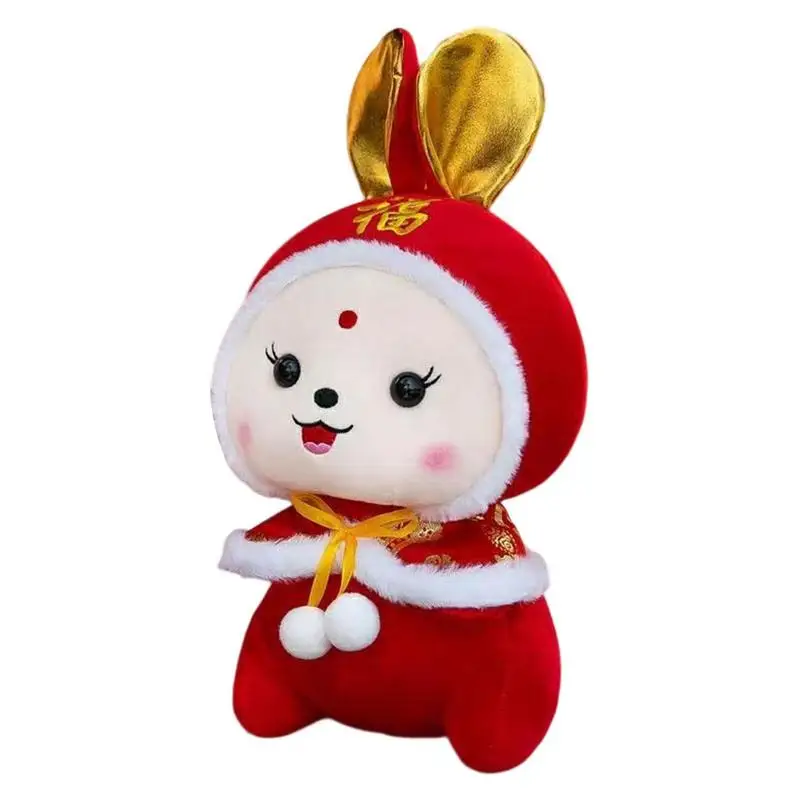 

Китайский новогодний кролик, плюшевая игрушка в китайском стиле, костюм Тан, мягкая набивная кукла-кролик на удачу, Подушка-талисман, игрушк...