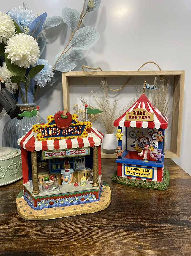 

Painted European Town Street Juice Hut Scene Figurine Fruit Juice House Model Creative Home Furnishing Living Room Ornament Gift