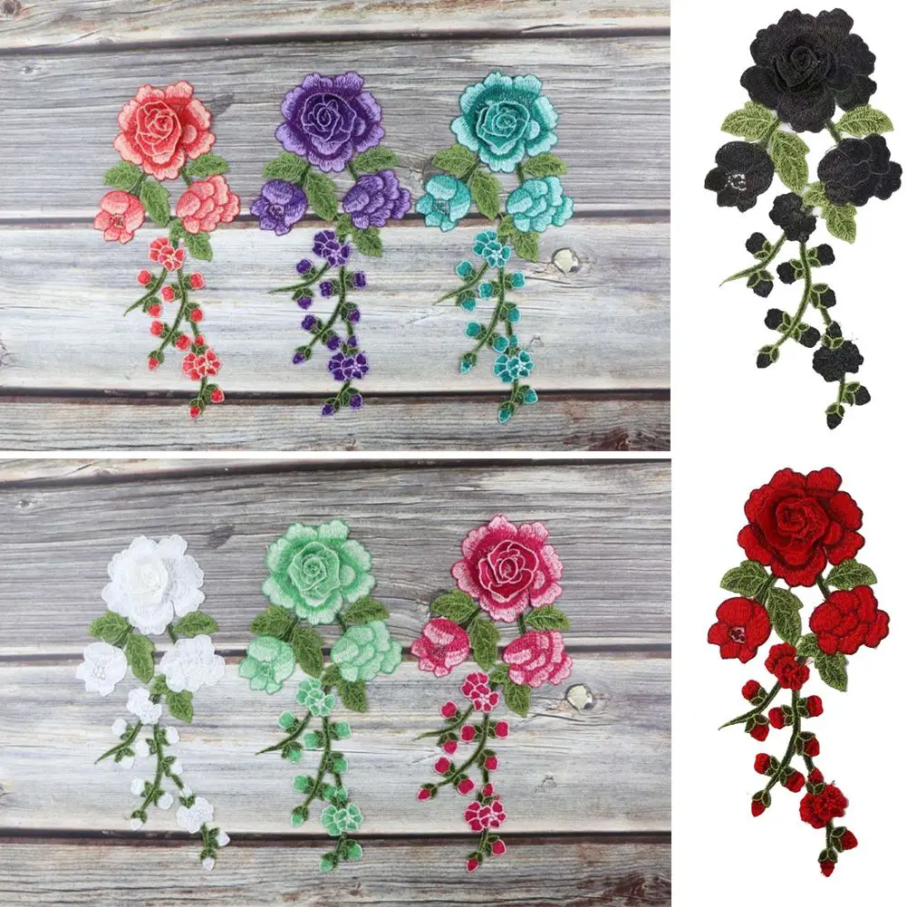 Badges Colorful Floral Sewing Clothing Accessories Embroidery Patches Clothes Sticker Long String Flowers Iron On Patch