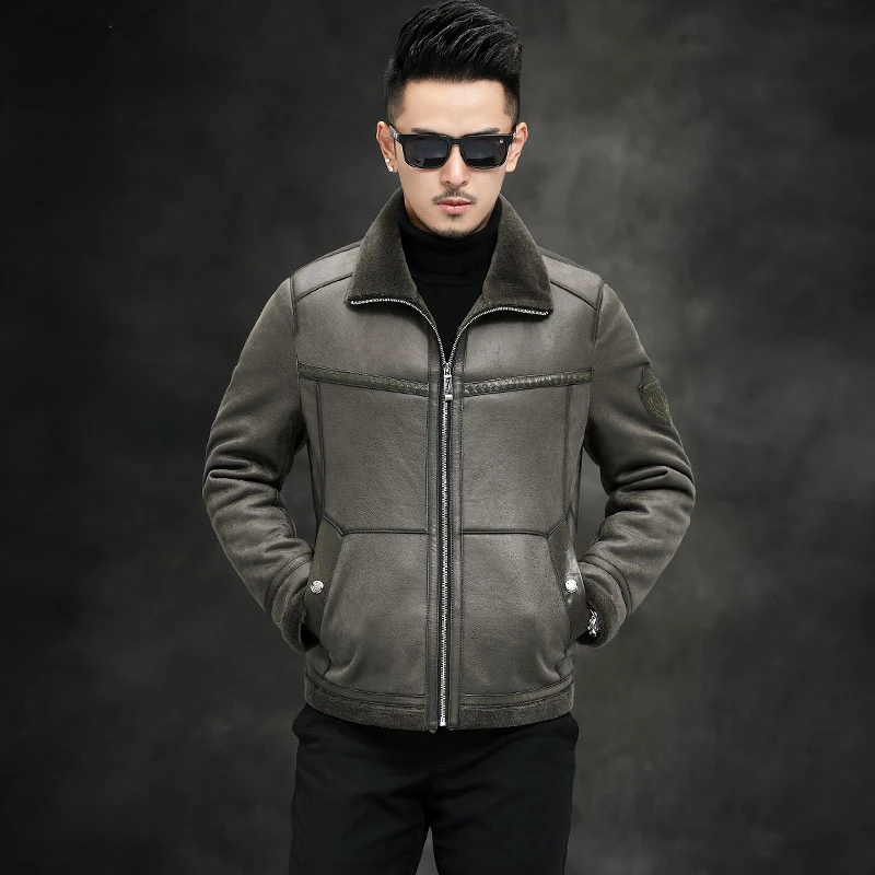 

Мужская короткая приталенная куртка, куртка из натурального овечьего меха, теплая верхняя одежда для осени и зимы, 2022, C239