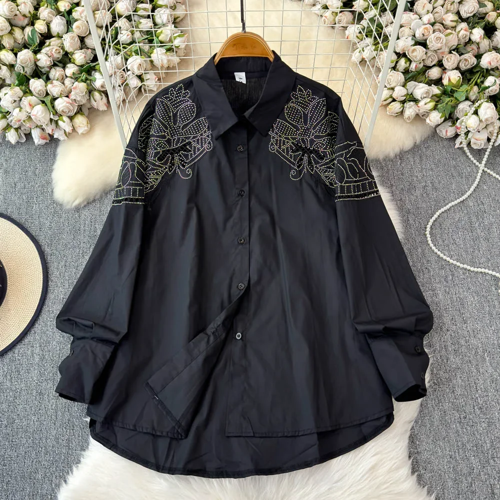 Базовые повседневные однобортные свободные топы с длинными рукавами и