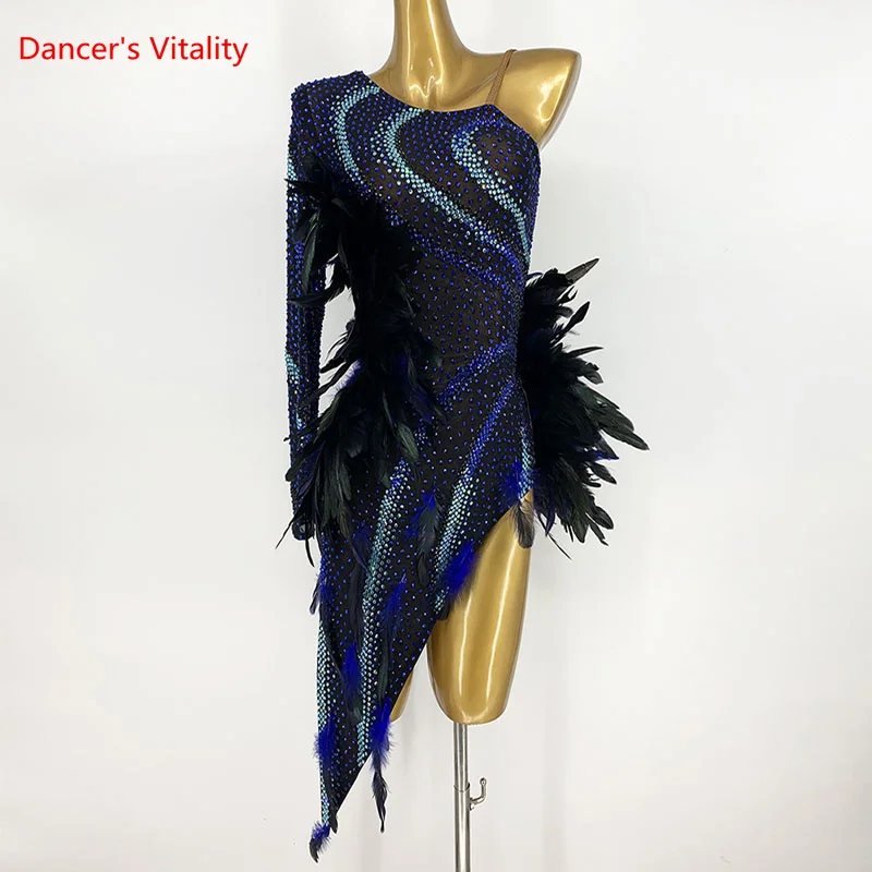 

Latin Dance Performance Costume Dress Customzied Adult Child Chacha Rumba Dance Clothes Skirt for Women Latin Performance Dress