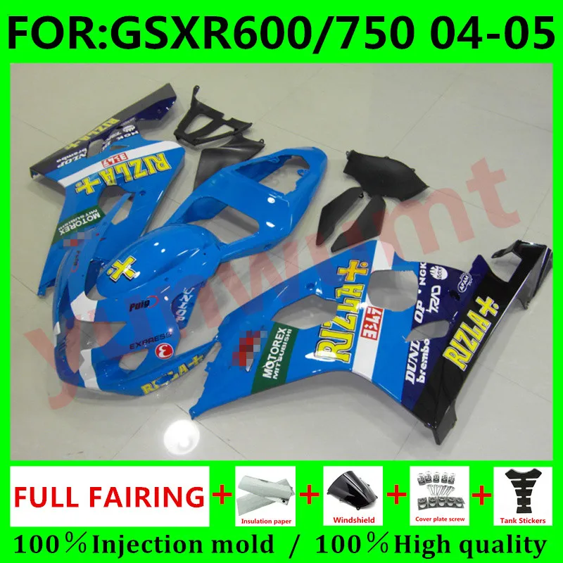 

New ABS Motorcycle Injection mold fairing For Suzuki GSXR600 GSXR750 GSXR 600 750 K4 2004 2005 04 05 Fairings kit set blue white