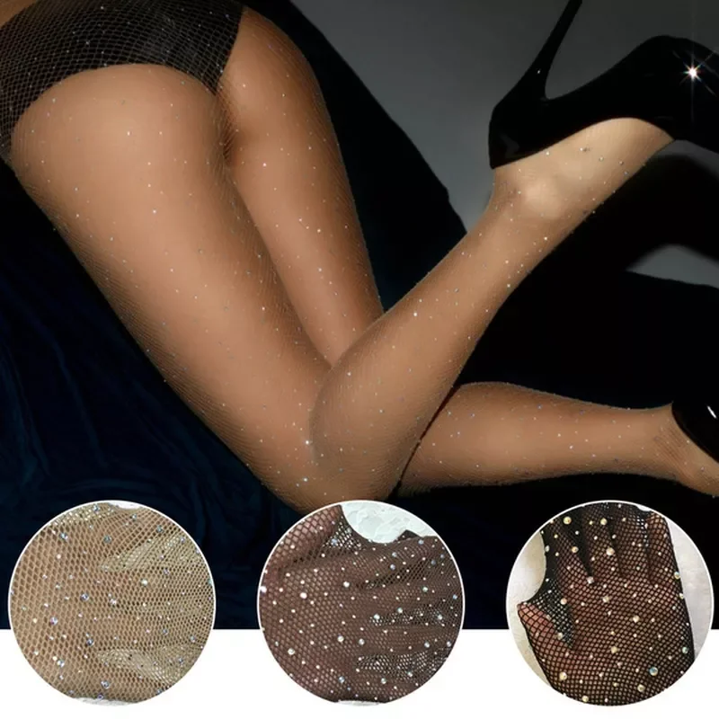 

Женские блестящие ажурные колготки со стразами, сетчатые колготки, разноцветные нейлоновые блестящие колготки, колготки, чулочно-носочные ...