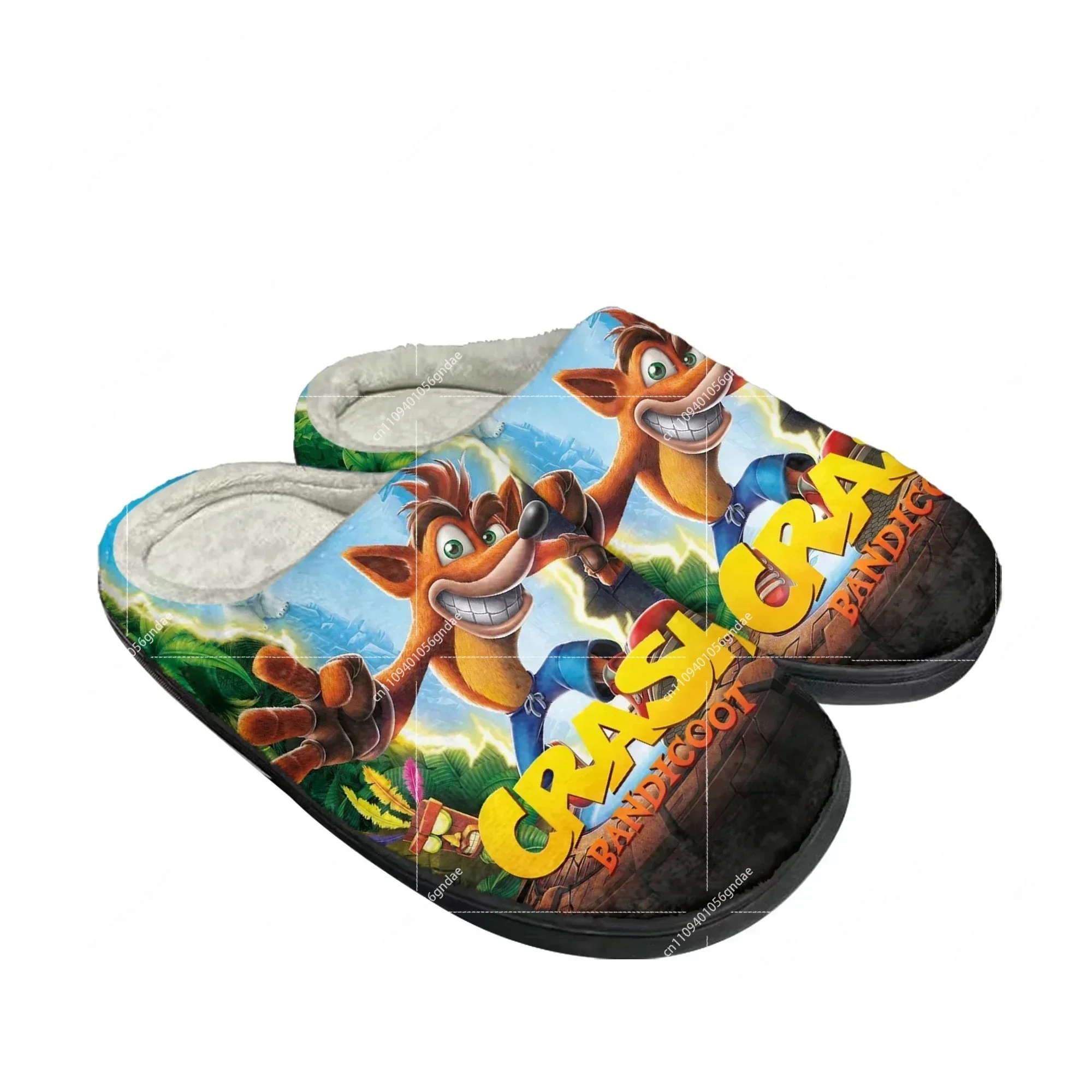 Фото Домашние хлопковые тапочки Crash Bandicoot: Мультяшные, игровые, мужские и женские, плюшевые, для спальни, повседневные, модные, теплые, на заказ №1