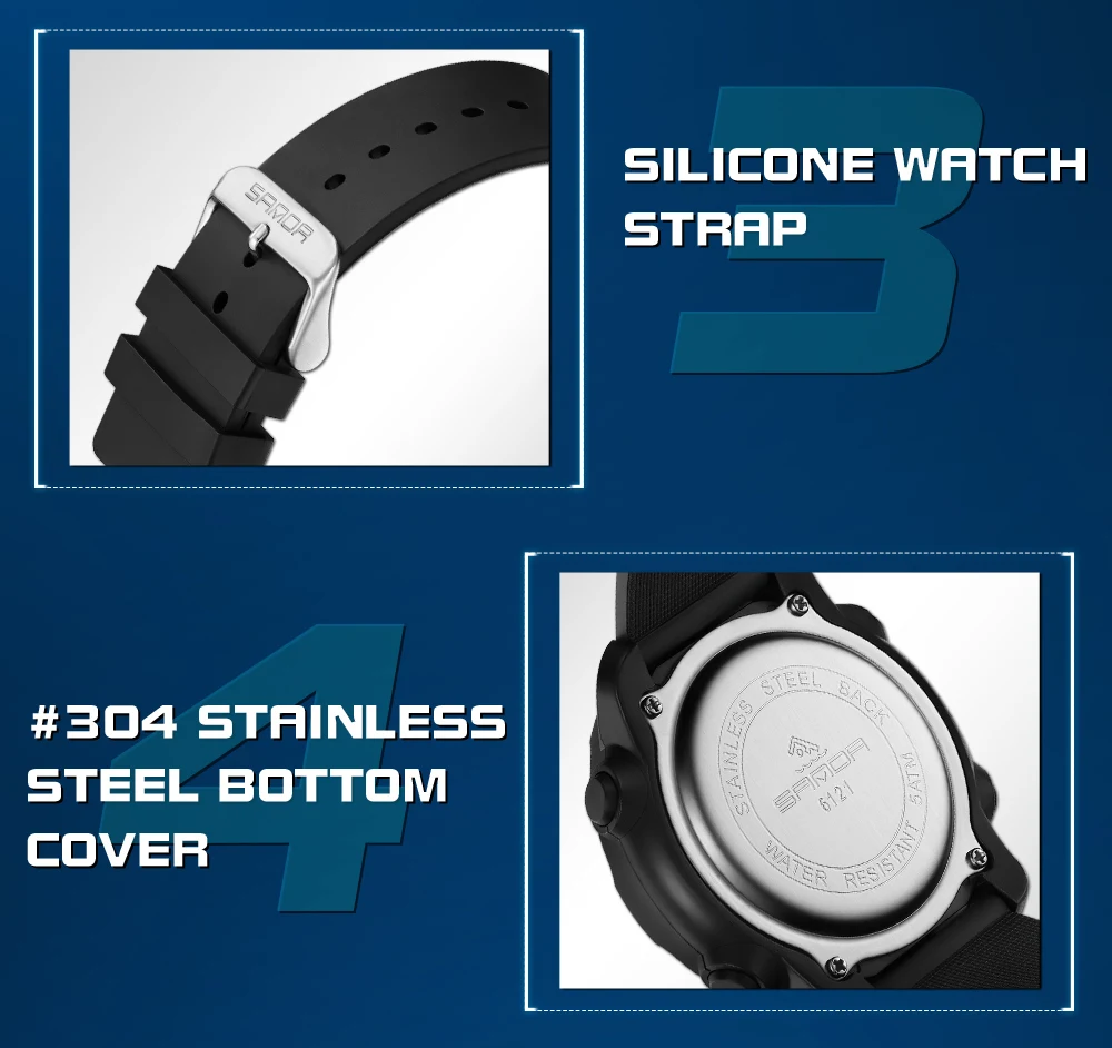 Часы наручные SANDA мужские водонепроницаемые противоударные модные светящиеся