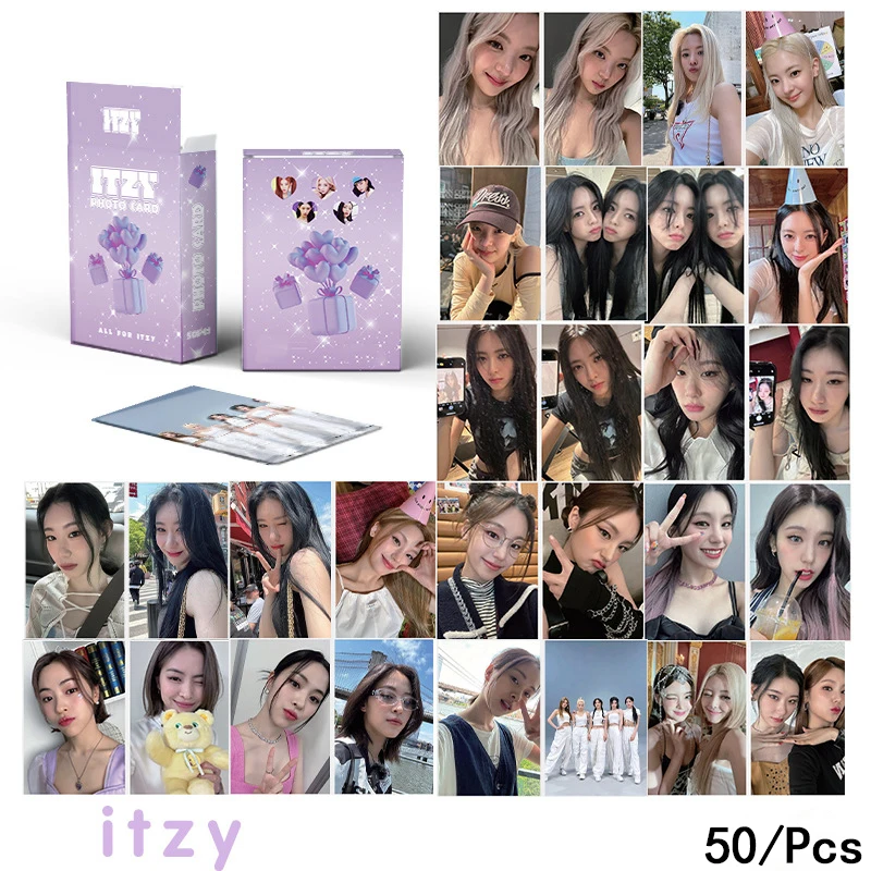 50 карт/набор Itzy, новый альбом, фотокарточка, ломо-карточка, лазерная маленькая карточка YEJI YUNA CHAER-YEONE RYUJIN, коллекция вееров, Подарочная открытка KPOP