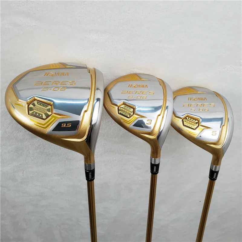 New HONMA Golf Club Wood HONMA S-06 4-Star Golf Driver and Fairway Woods Graphite R / S Flex with Club Head Cover