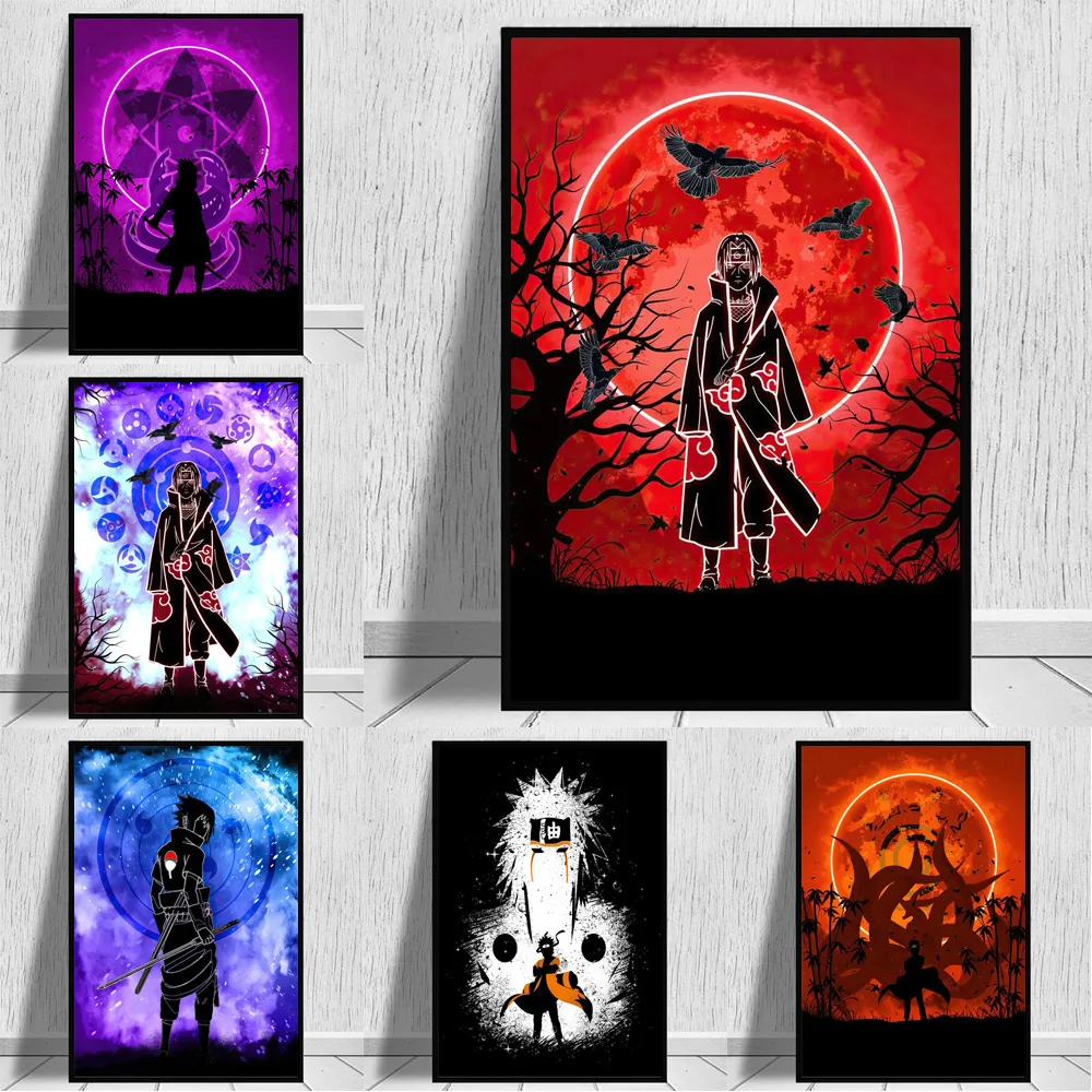 

Japan Pop Anime Blood Moon Ninja Poster And Prints Cartoon Illustration Art Painting On Canvas Wall Decorative Pictures Cuadros