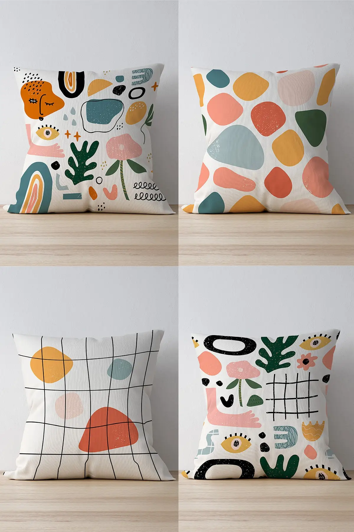 

Throw Pillow Case Double Sided Printed Abstract Patterned 4-Piece Suede Cushion Cover