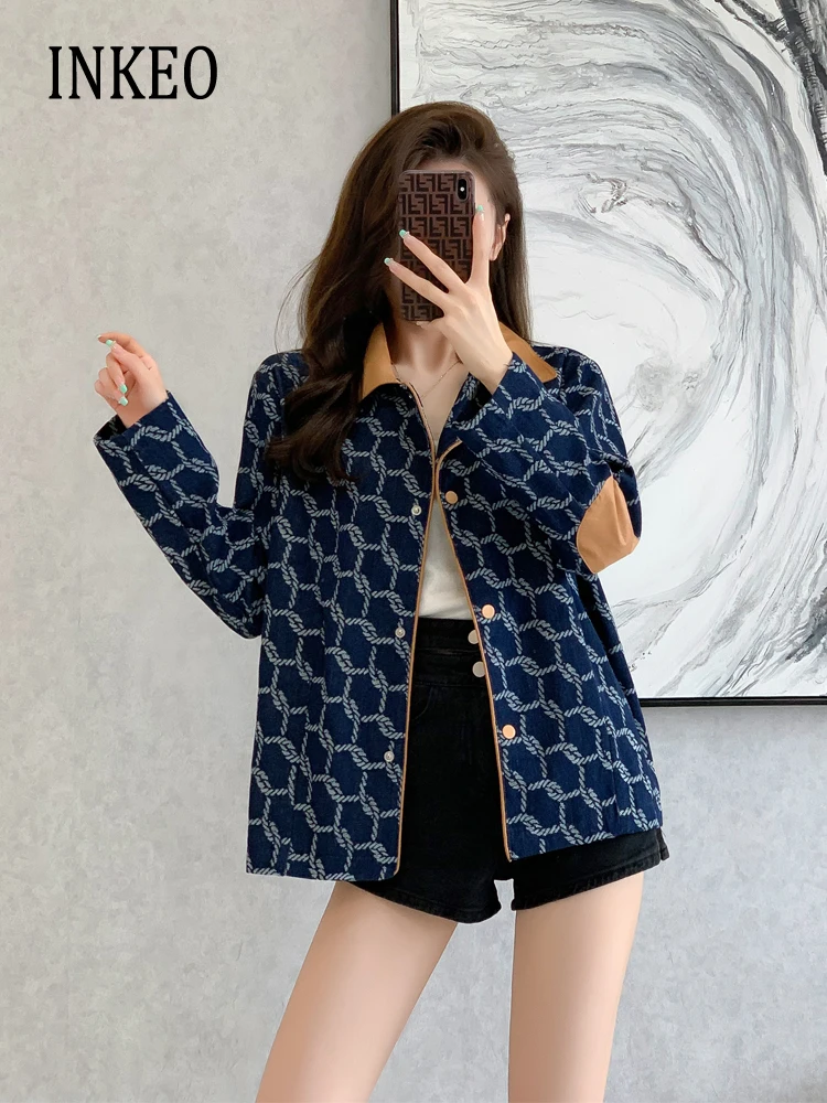 Куртка женская джинсовая оверсайз, с отложным воротником, на весну/осень