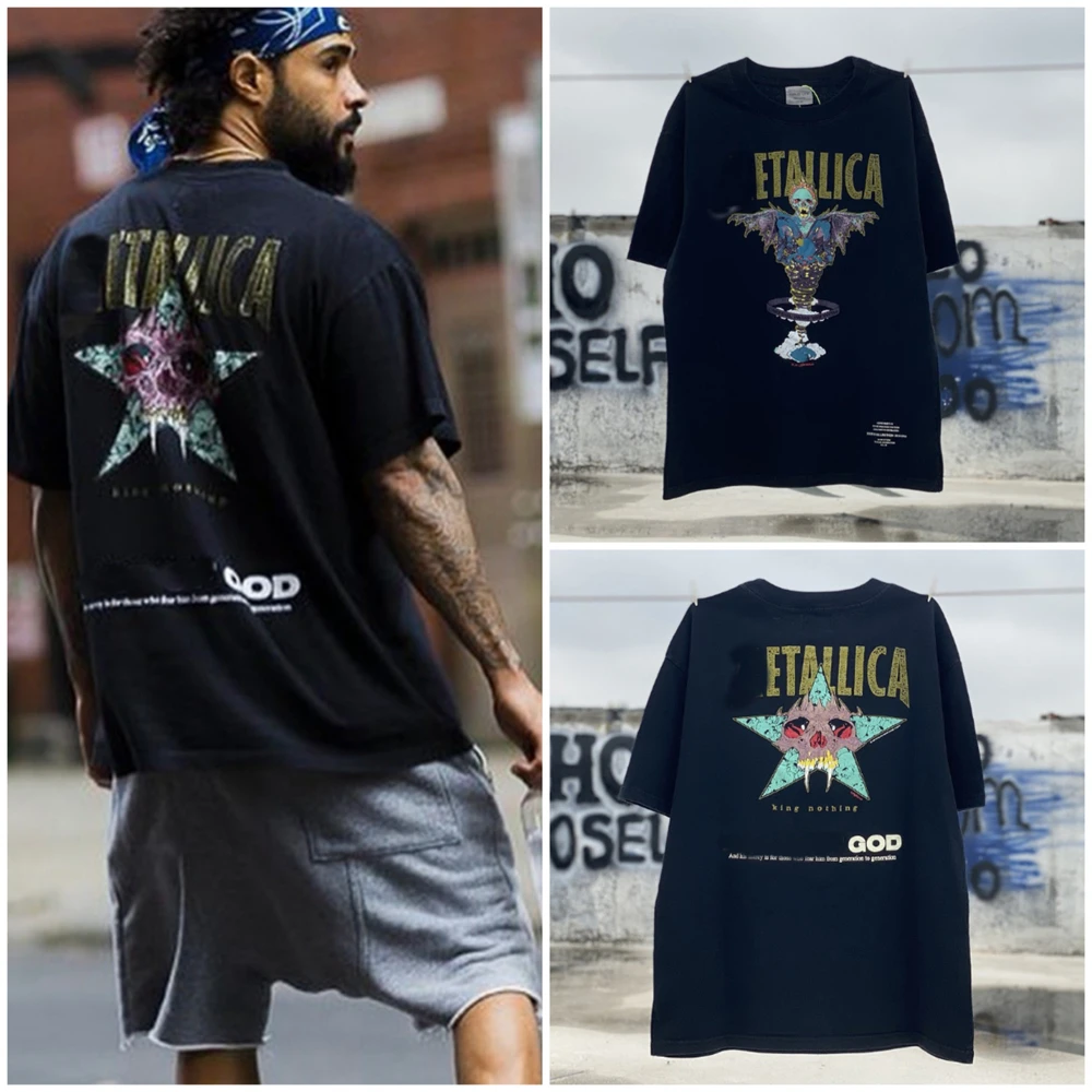 

22SS KANYE WEST high street tide brand ESSENTIALS совместное летнее граффити с ручной росписью мужской пуловер с круглым вырезом футболка женская свободная хип-х...
