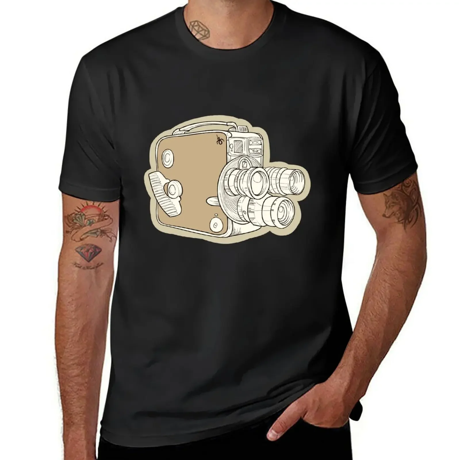 Винтажная футболка с камерой топы больших размеров таможенный дизайн мужская