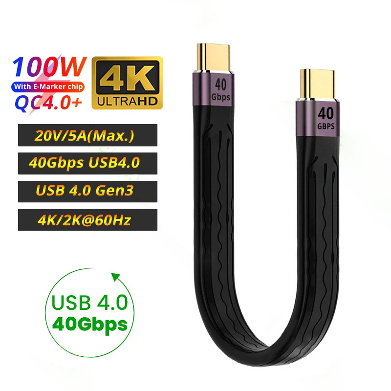 

USB 4.0 3.1 Cable Type C 60W 100W Fast Charging Cable Short Mobile Phone Charger Cord 10Gbps 40Gbps Data Cable for Xiaomi