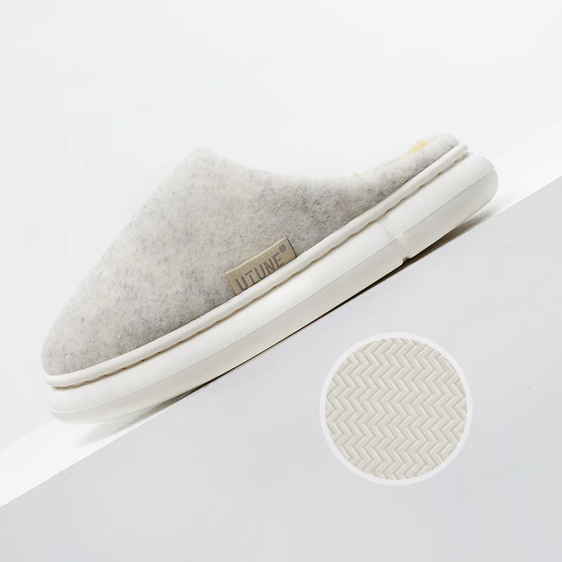 Тапки UTUNE женские из фетра и хлопка зимние мягкие теплые домашние тапочки плоская