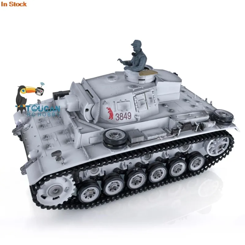 Фото В наличии: Радиоуправляемый танк Heng Long 1/16 Snow 7.0 Customized Panzer III H RTR (модель 3849) с металлическими колесами, гусеницами, редуктором, направляющими роликами и функцией инфракрасной стрельбы BB-шариками. №5