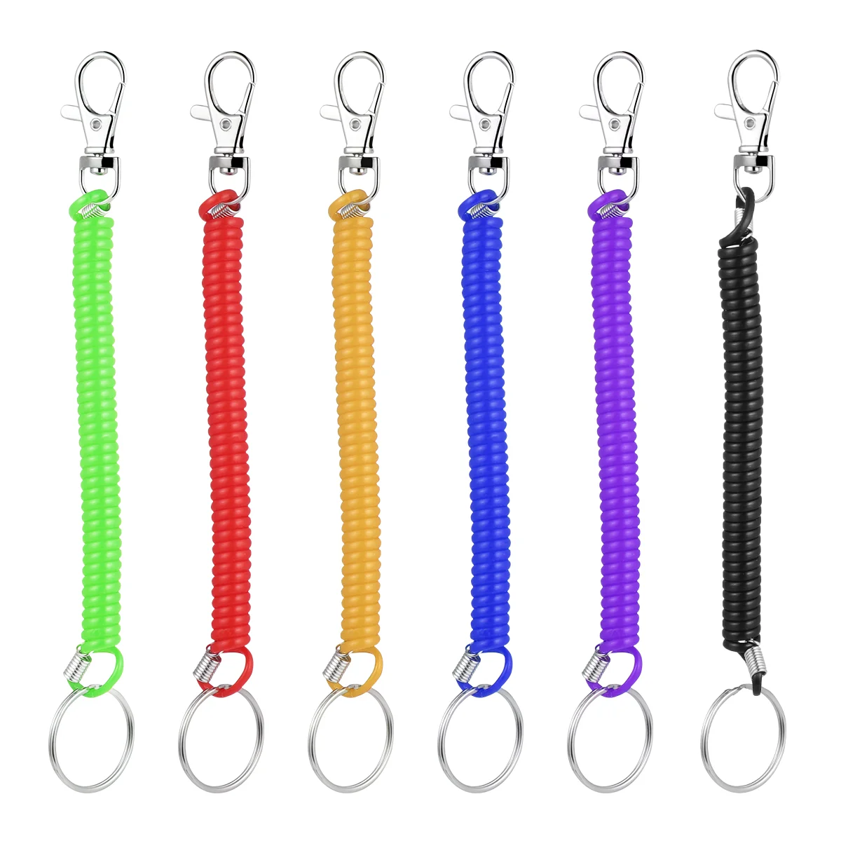 

TOYMYTOY 12 Pieces Stretchy Spiral Keyring Colourful Plastic Keychain Spring Retractable Key Holder