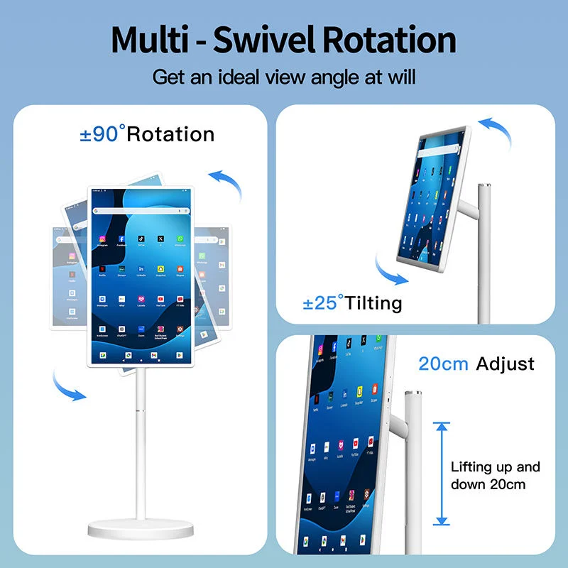 32-дюймовый Android 15 Smart TV, напольная подставка для планшета 6G+128G с пультом дистанционного управления, видеозвонок с камерой 2K, встроенный аккумулятор емкостью 148 Вт (art.: 3920d09e2aee9) - 3920d09e2aee9