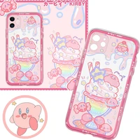 kawaii kirby ice cream cup iphone case airbag anti fall transparent for iphone13pro max iphone12 anime plush toys girls gift