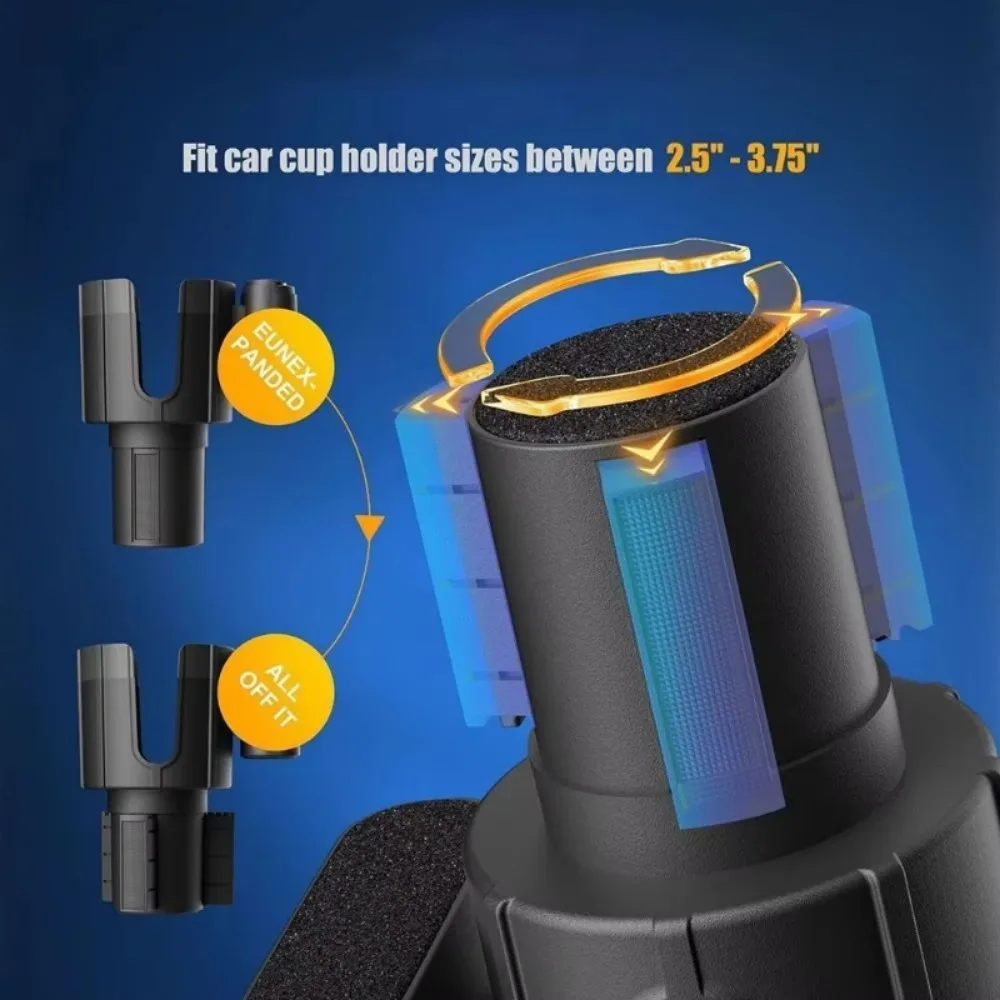 Автомобильный подстаканник 2-в-1 с органайзером для монет регулируемое основание