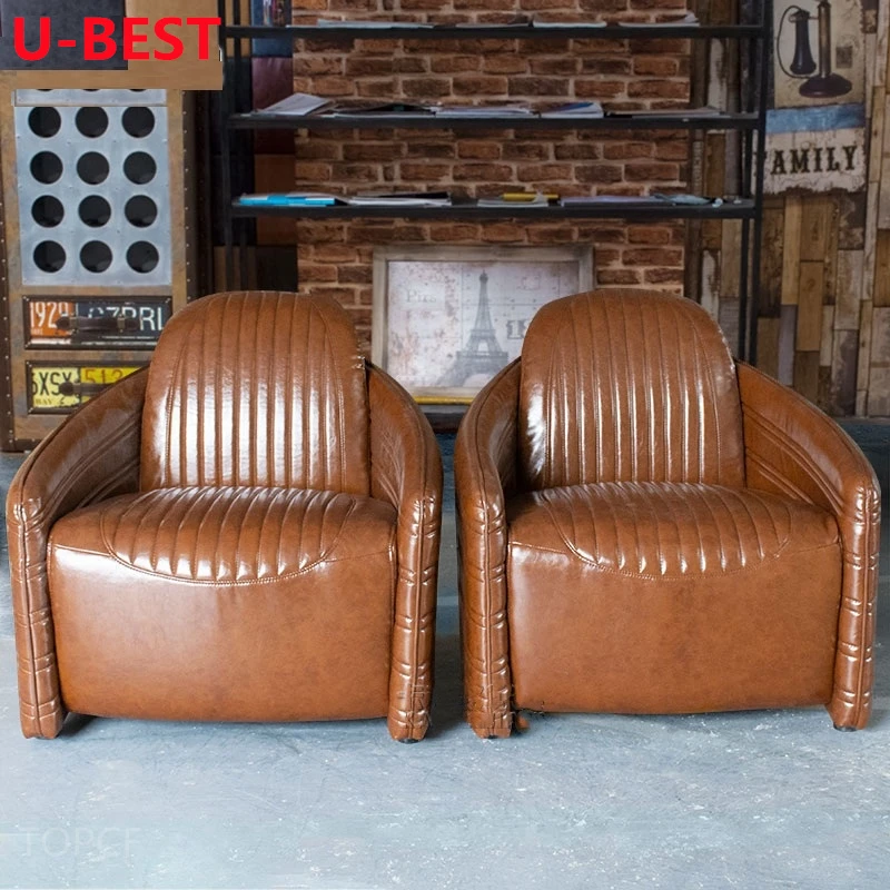 Oversized Pu Leather Upholstered High Back Single Sofa Chair Hotel Lobby Chair
