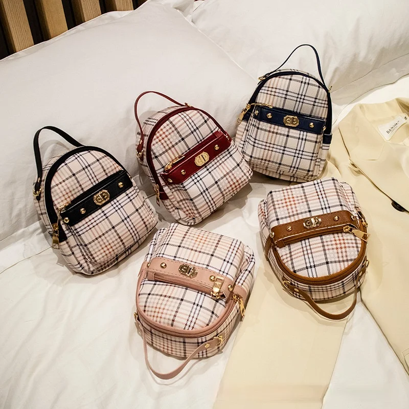 

Women Mini Backpacks Women's Fashion Backpacks 2022 Plaid Shoulder School Backpack for Women Luxury Handbag Woman mochilas