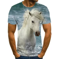2022 new harajuku bizarre animals 3d print t shirt men funny horse print short sleeve casual loose plus size t shirt