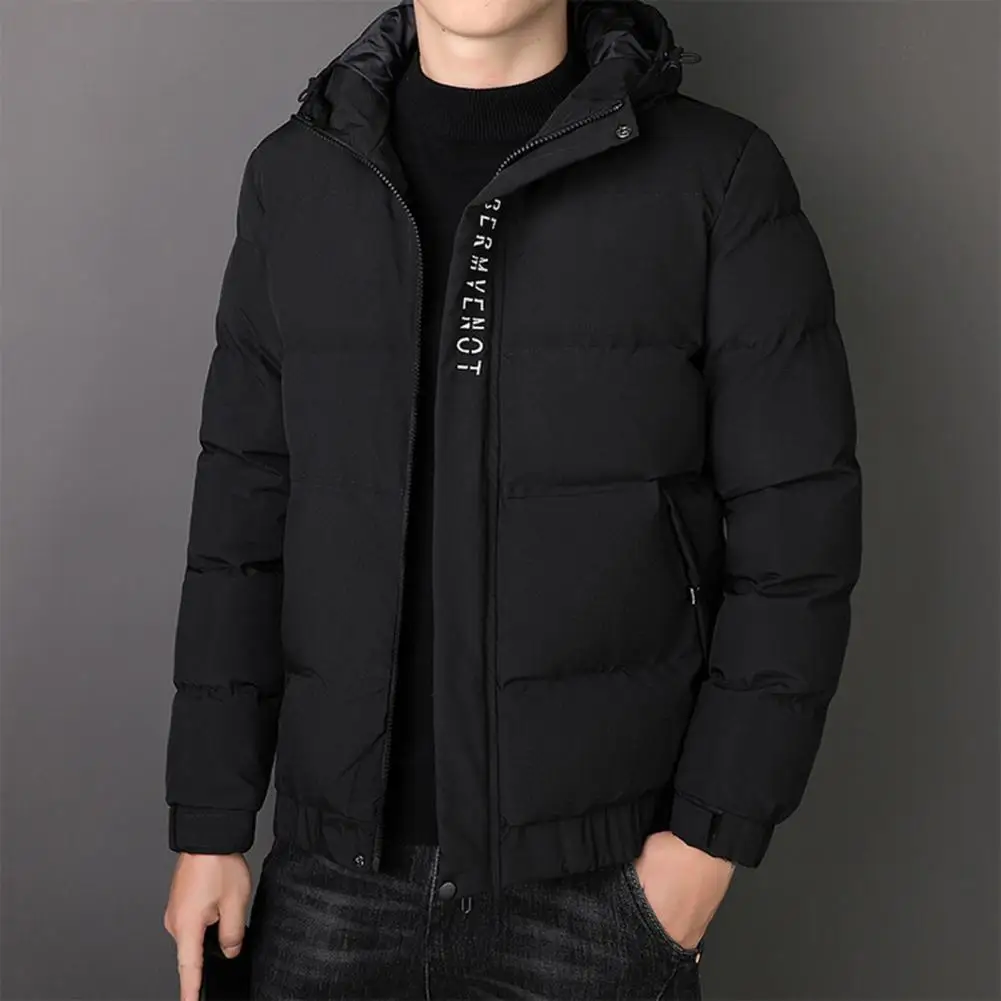 

Winter Popular Elastic Cuff Pockets Jacket Male Men Overcoat Zipper Streetwear
