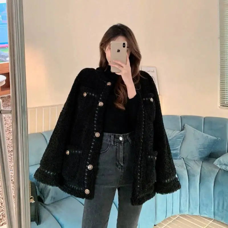 

Куртка женская из овечьей шерсти, пальто женское новое осенне-зимнее корейское пальто с толстой строчкой, корейские пальто для женщин
