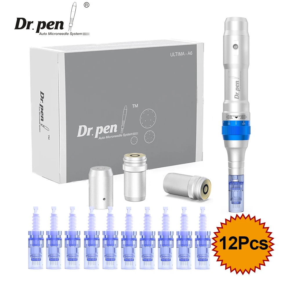 

Dr Pen A6 Wireless Dermapen Profissional Microneedling Machine With 12Pcs Cartridges 12 36 42 Nano Needle A6 Derma Pen