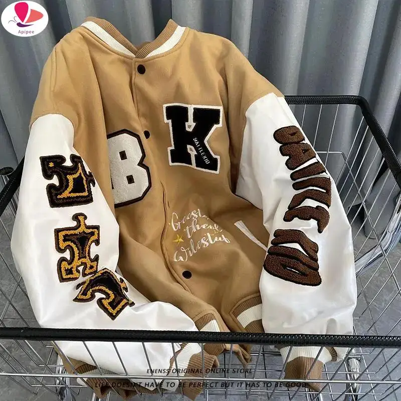 

Куртка мужская и женская в стиле ретро, стеганая бейсбольная форма с вышивкой, свободная брендовая уличная одежда, рубашка для пар, весна-осень