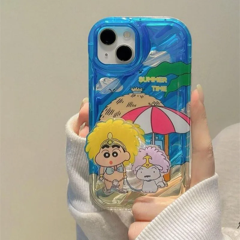 

New Cartoon Primitive Crayon Shin-Chan Suitable for Apple 13Pro Phone Case 14Promax Funny Fun 12 Silicone 11/7P