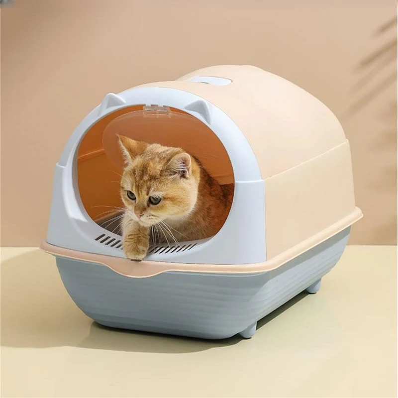 

Covered Bathroom Cat Bedpans Convenient Clean Indoor Leak Proof Cat Bedpans Deodorization Box Arenero Gato Cat Supplies QF50CB