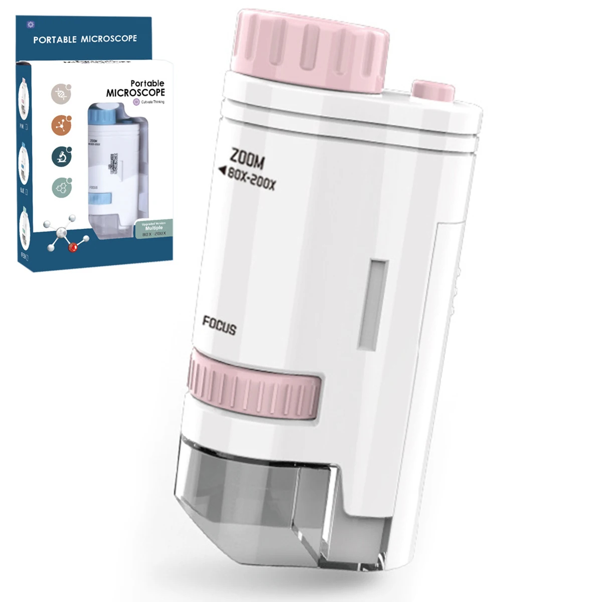 Портативный ручной мини-микроскоп 60-200x электрический микроскоп с высокой
