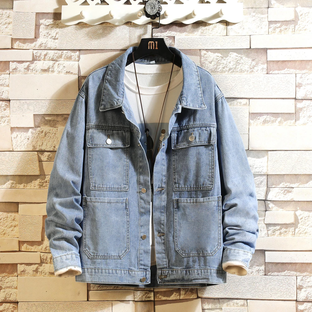 

2022New Autumn Men's Blue Denim Jacket Fashion Casual Cotton Elasticity Jeans Coat Male Brand Clothes/ jeans men