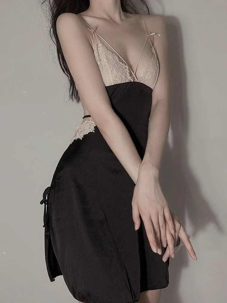 

Autumn Lace Beautiful Back Lace-up Spring/Summer Slip Nightdress Pajamas Women's Sexy