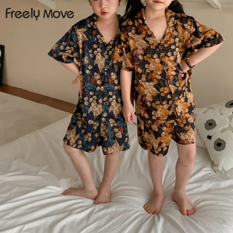

Freely Move Children Set Kids Baby Girl Boys Casual Clothing Costume Short Sleeve Children Korean Sets Children Clothing