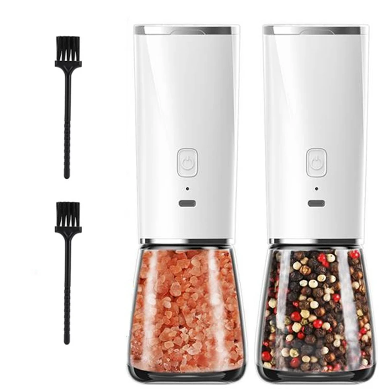 

2 Pieces Electric Salt Pepper Grinder,Electric Refillable Herb/Pepper/Spice Grinder,Adjustable Kitchen Grinding Gadgets