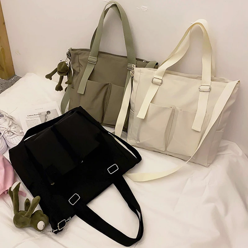 Women's Bag Shopper Fashion Simple Zipper Handbags Nylon Waterproof Crossbody Bags Large Capacity Tote Shoulder Bags for Women