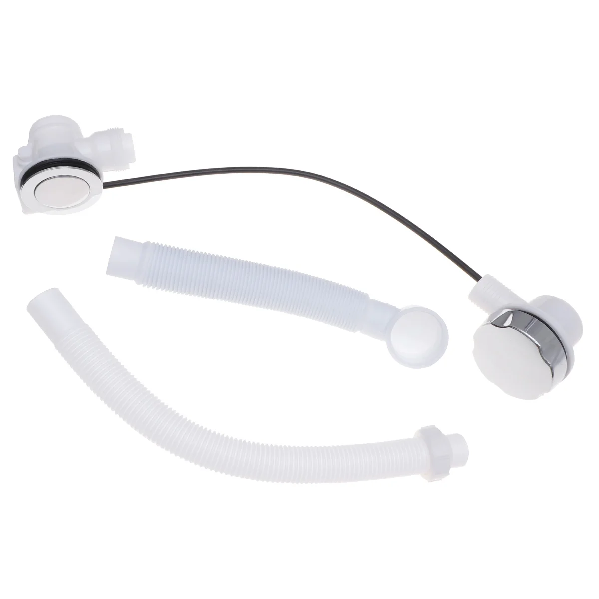 

Bathtub Up Sink Drains Strainer Bathroom Plastic Bath Waste with Overflow Kit Drainer Set Drains Accessories Bathroom (White)