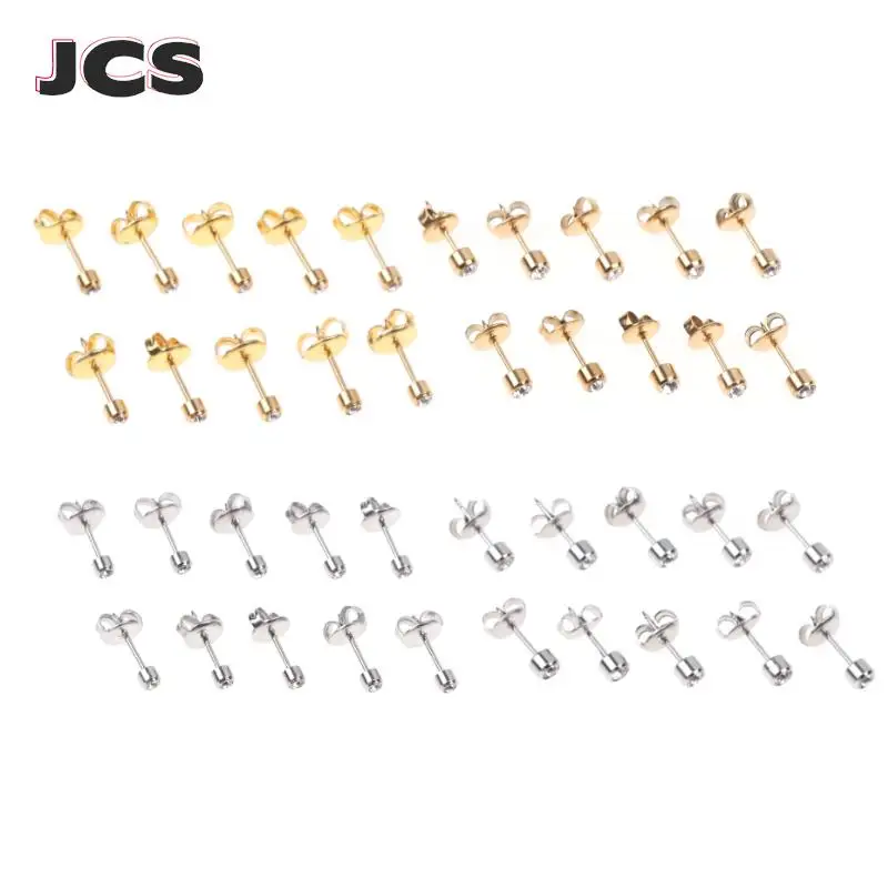 10PCS Piercing Zircon Labret Internal Thread Lip Nail Ear Studs Earrings Body Piercing Jewelry
