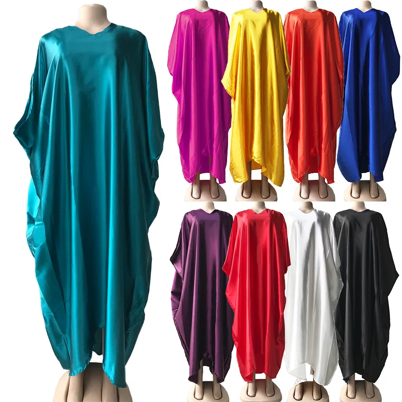 2022 Spring New African European And American Multi-Solid Color Plus Size Muslim Women's V-neck Dress