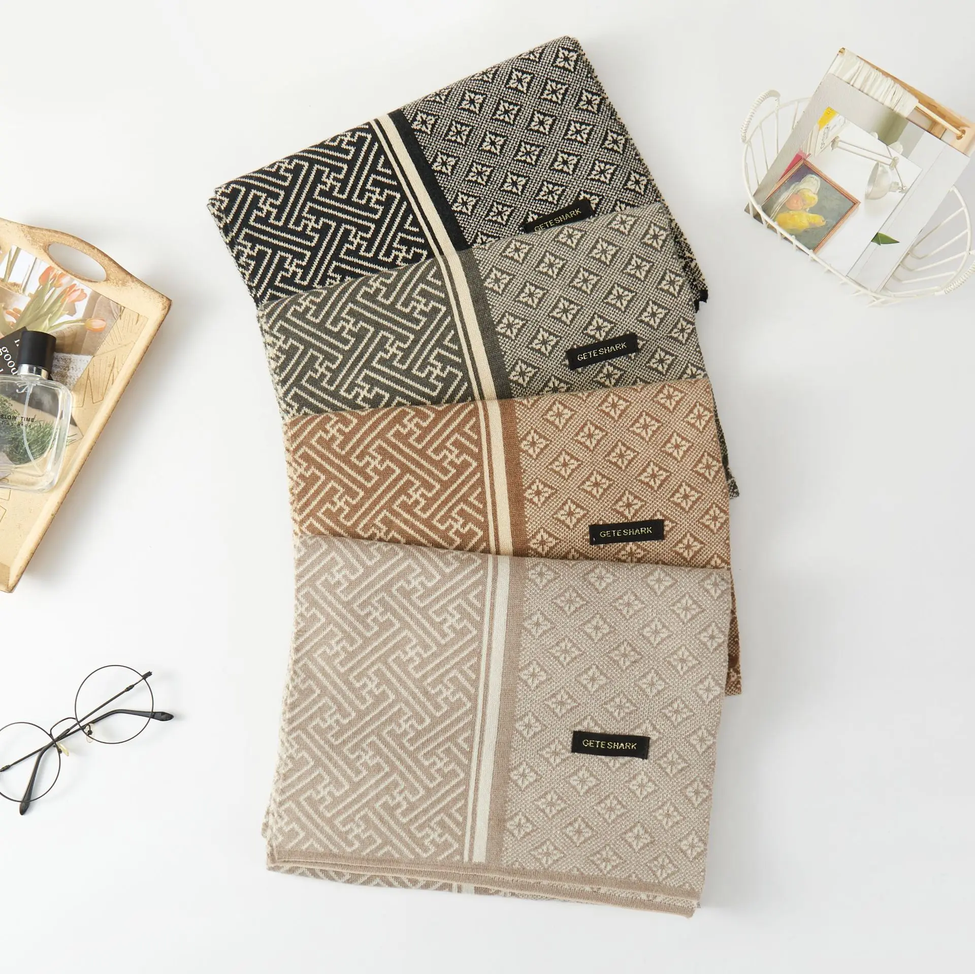 Мужские и женские походные шарфы в британском стиле кашемировый теплый шарф