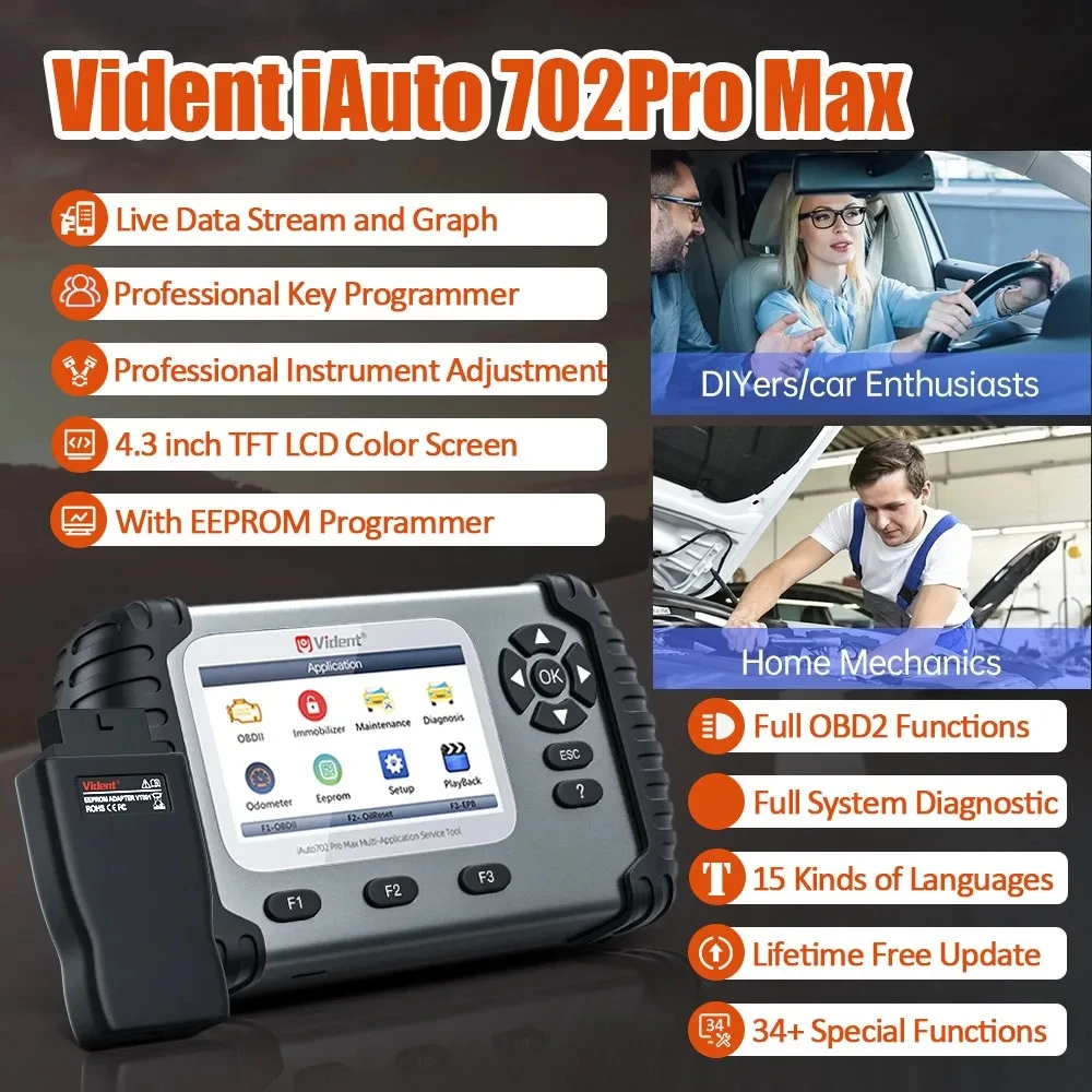 Vident IAuto702Pro MAX Полная система автомобильных диагностических инструментов
