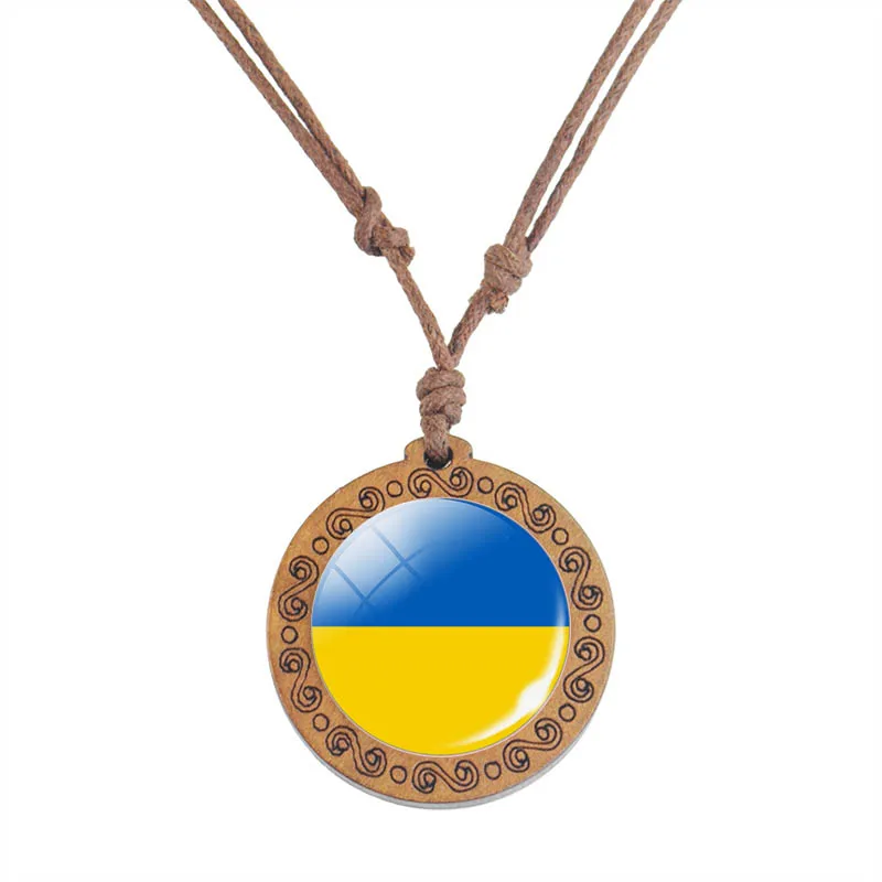 Украина флаг ожерелье круглый стеклянный кабошон украинский кулон в форме флага